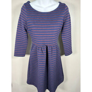 Maeve by Anthropologie Size 2 Women's Stripe Blue Brenna Long Sleeve Dress